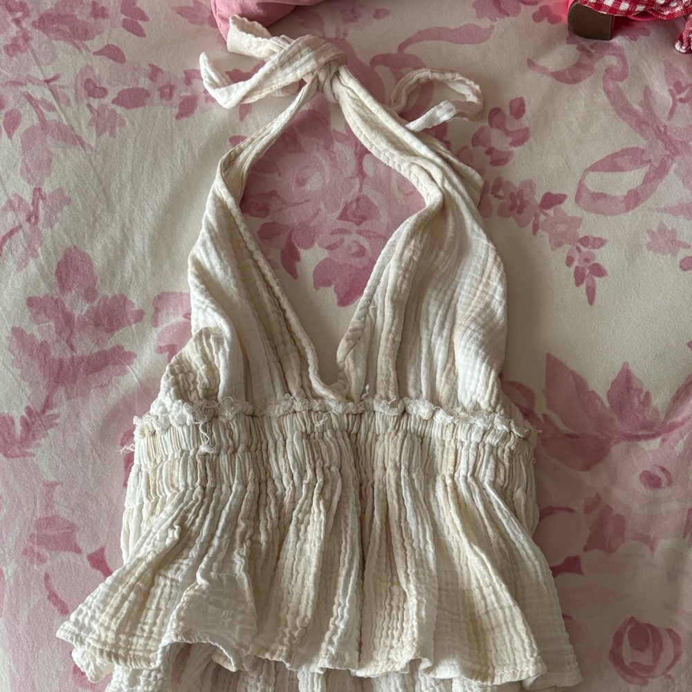 Ocean Drive Cream Halter Top